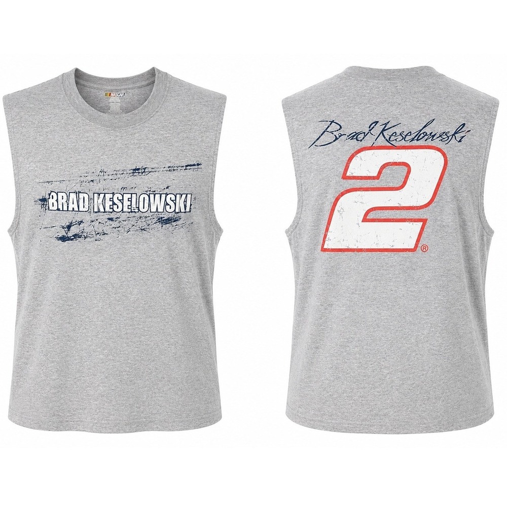 NASCAR Brad Keselowski #2 Team Penske Muscle Tank L Gray Sleeveless Racing Shirt